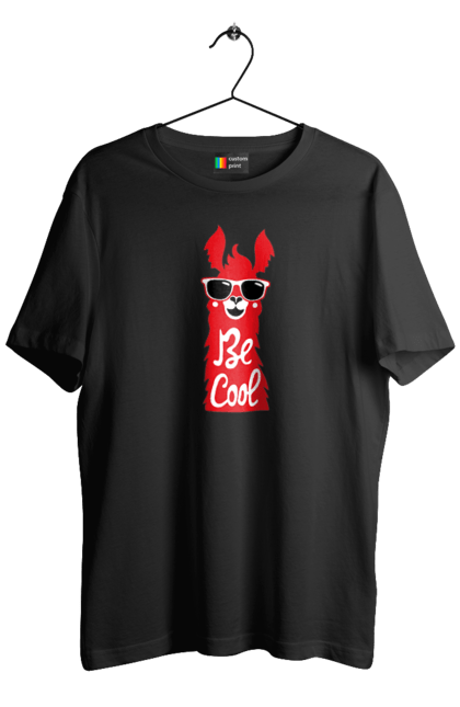 Футболка чоловіча з принтом "Крута лама". Звірі, круте, круто, лама, окуляри, тварини. 2070702