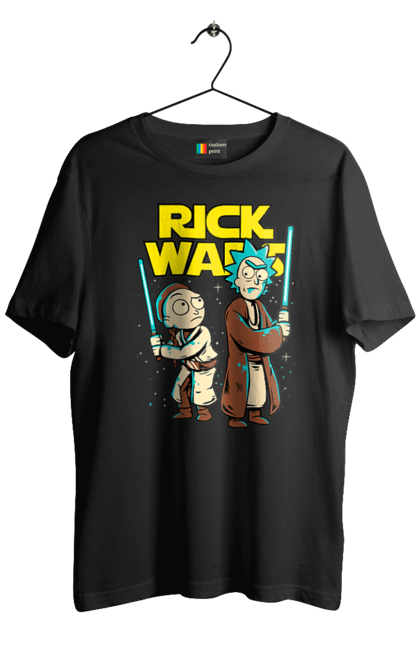 Футболка чоловіча з принтом "Рік та Морті". Rick and morty, star wars, зоряні війни, мультфільм, наукова фантастика, пригоди, рік, рік і морті, трагікомедія, чорний гумор. 2070702