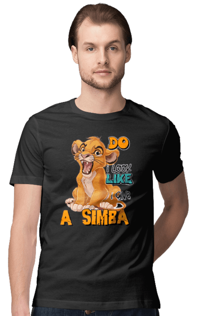 Men's t-shirt with prints The Lion King Simba. Animal, cartoon, king, lion, lion king, simba. 2070702