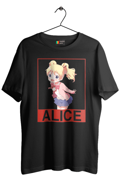 Men's t-shirt with prints Kiniro Mosaic Alice Cartelet. Alice, alice cartelet, anime, gold mosaic, kiniro mosaic, kinmoza, manga. 2070702