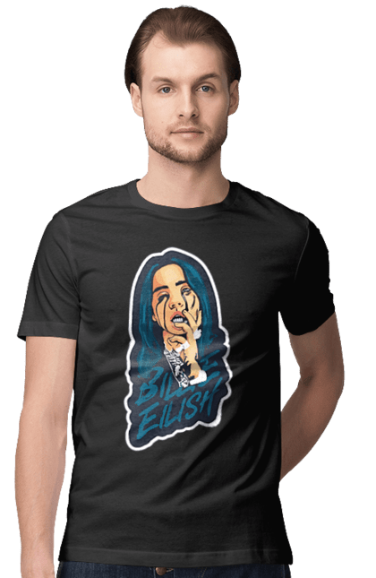 Футболка чоловіча з принтом "Billie Eilish". Активістка, біллі айліш, мизукант, права, співачка, тварини. 2070702