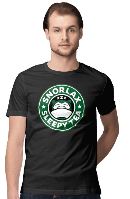 Футболка чоловіча з принтом "Starbucks Снорлакс". Кава, логотип, покемон, снорлакс, старбакс, чай. CustomPrint.market