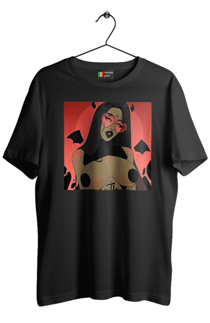 Футболка чоловіча з принтом "Диявол З Цицьками". Гола, диявол, сиськи. 2070702