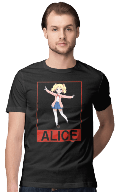 Men's t-shirt with prints Kiniro Mosaic Alice Cartelet. Alice, alice cartelet, anime, gold mosaic, kiniro mosaic, kinmoza, manga. 2070702