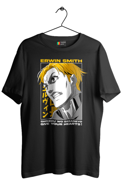 Футболка чоловіча з принтом "Атака титанів Ервін". Attack on titan, erwin, erwin smith, shingeki no kyojin, аніме, атака титанів, вторгнення гігантів, ервін, ервін сміт, манга. 2070702