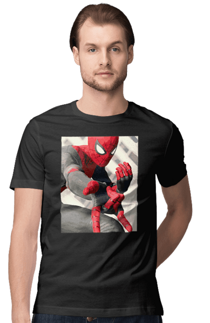 Футболка чоловіча з принтом "Людина павук". Marvel, герої, герої марвел, кіногерої, людина павук, людина павук проти, нова людина павук, супер люди. CustomPrint.market
