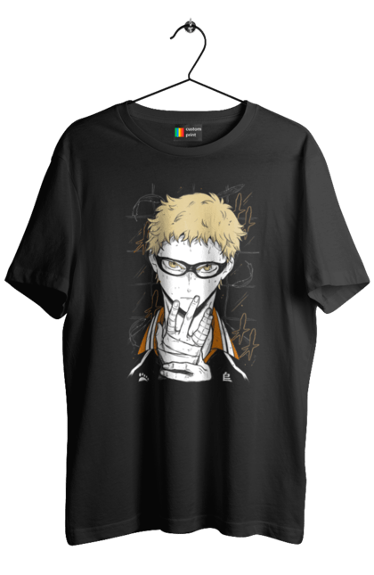 Футболка чоловіча з принтом "Волейбол!! Кей Цукішіма". Anime, haikyu, kei tsukishima, manga, tsukishima, аніме, волейбол, кей цукішіма, манга, цукішіма. 2070702