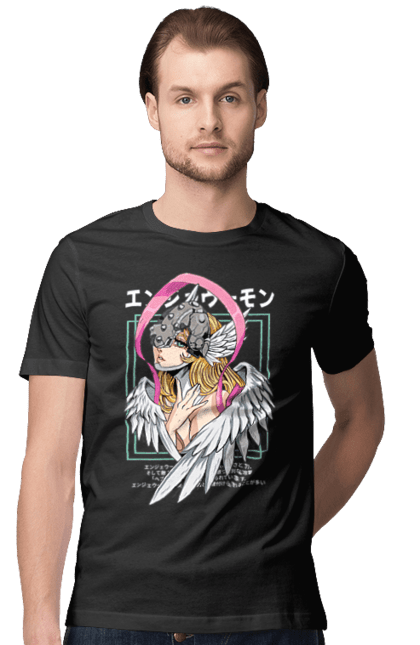 Men's t-shirt with prints Digimon Angewomon. Angewomon, bandai, digimon, digital monsters, media franchise, virtual pets. 2070702