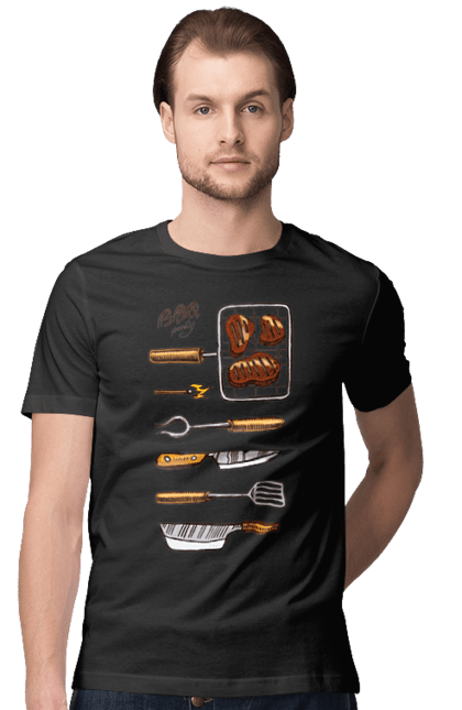 Футболка чоловіча з принтом "Барбекю Паті". Барбекю, м`ясо, смажити. 2070702