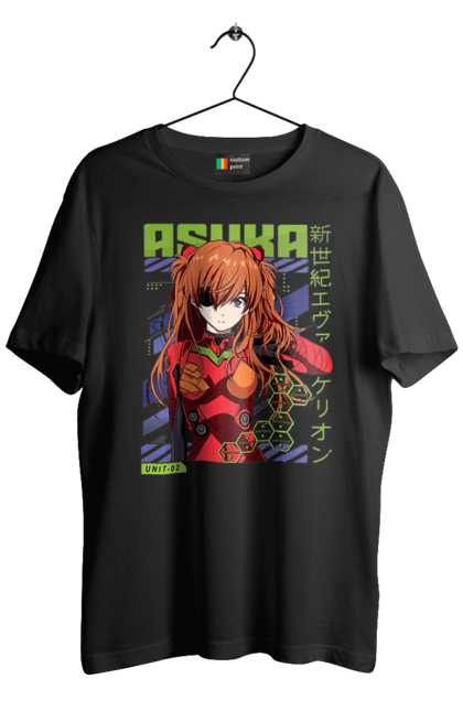 Men's t-shirt with prints Evangelion Asuka. Anime, asuka, asuka langley sorry, eva 02, evangelion, eve, kaoru, manga, ray, shinji. 2070702