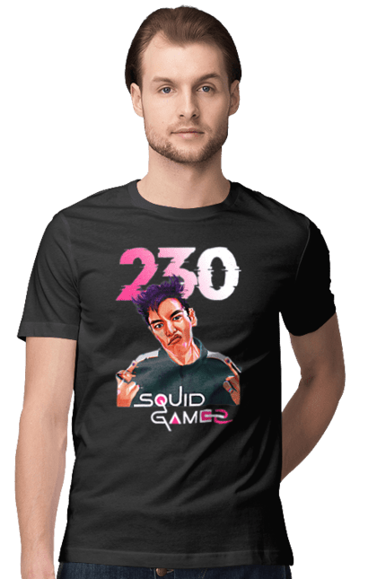 Men's t-shirt with prints Squid Game Thanos. 230, netflix, player 230, squid game, thanos, tv series. 2070702