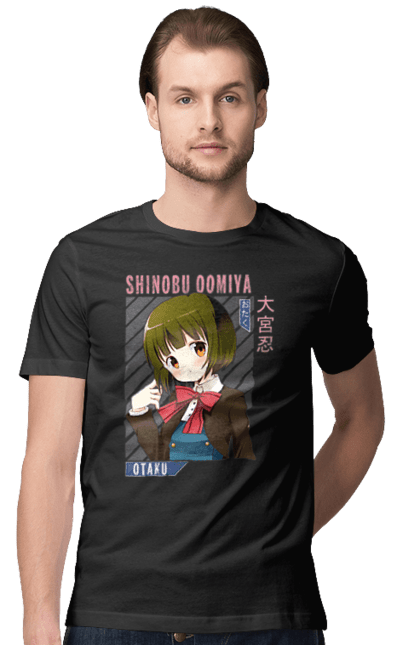 Men's t-shirt with prints Kiniro Mosaic Shinobu Omiya. Anime, gold mosaic, kiniro mosaic, kinmoza, manga, shinobu, shinobu omiya. 2070702