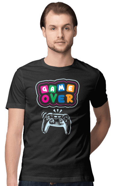 Men's t-shirt with prints Game over. End, game, game is over, game over, life, sadness. 2070702