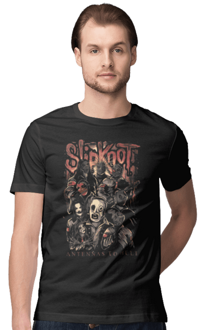 Футболка чоловіча з принтом "Slipknot". Slipknot, альтернативний метал, грув метал, музика, ню метал, рок група. CustomPrint.market