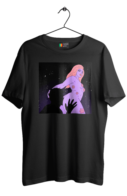 Футболка чоловіча з принтом "Фіолетова Дівчина". Дівчина, тіло. 2070702