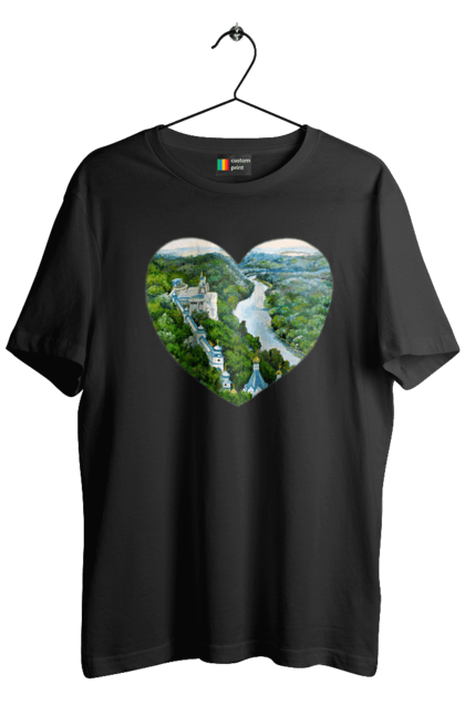 Футболка чоловіча з принтом "Святогорская лавра". Донецька область, ліс, монастир, пейзаж, річка, святогірськ, україна, церква. 2070702