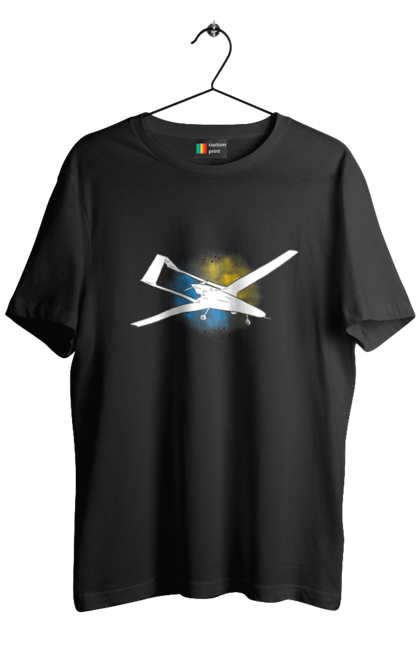 Футболка чоловіча з принтом "Товариш байрактар". Акварель, байрактар, небо, славаукраїні, україна. 2070702