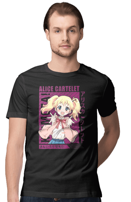 Men's t-shirt with prints Kiniro Mosaic Alice Cartelet. Alice, alice cartelet, anime, gold mosaic, kiniro mosaic, kinmoza, manga. 2070702