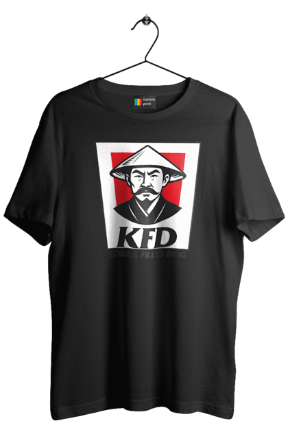 Футболка чоловіча з принтом "Korea Fried Dog". Бренди, гумор, жартівливі, кфц, літні, прикольні, смішні, фаст-фуд. 2070702