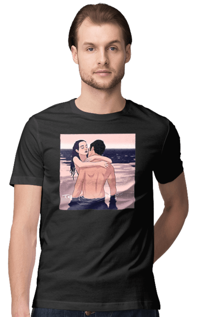 Футболка чоловіча з принтом "Парочка Обнімається В Річці". Голо, кохання, пара. 2070702