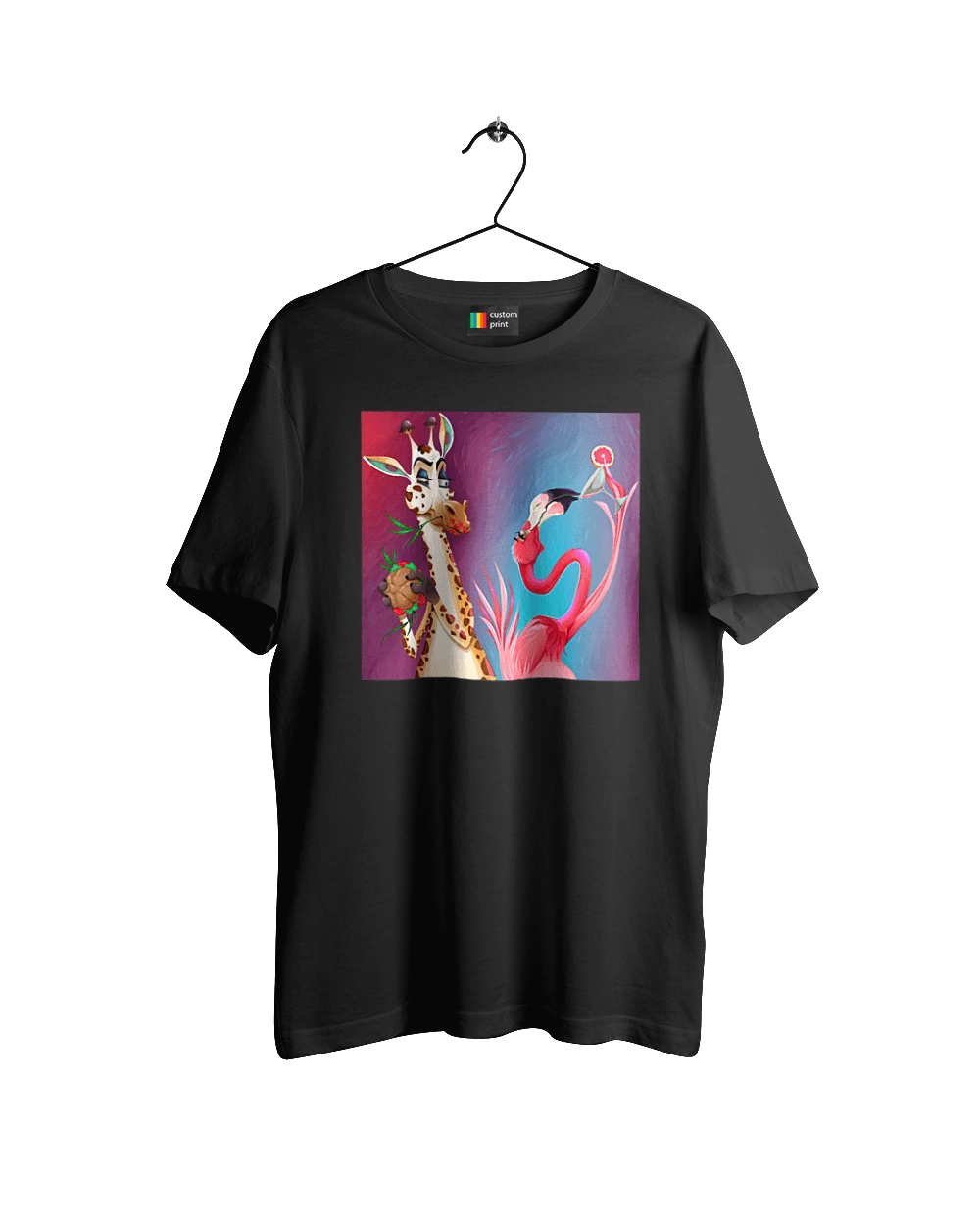 Giraffe And Flamingo At The Party