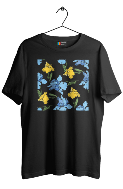 Футболка чоловіча з принтом "Квіти Іриси". 8 березня, andreyanush, весна, весняний подарунок, день матері, день народження, літній подарунок, літо, подарунок дружині, подарунок коханій, подарунок мамі. 2070702
