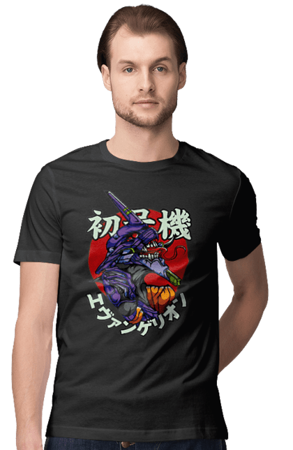 Men's t-shirt with prints Evangelion. Angel, anime, eva 01, evangelion, manga, neon genesis evangelion, shinji. 2070702