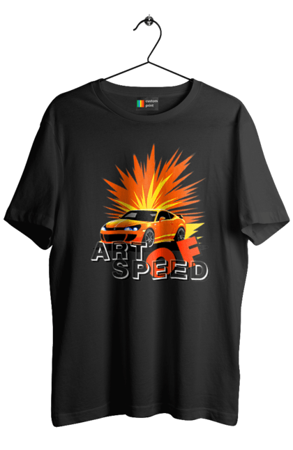 Футболка чоловіча з принтом "Мистецтво швидкості". Авто, автомобіліст, автомобіль, водій, швидкість. 2070702