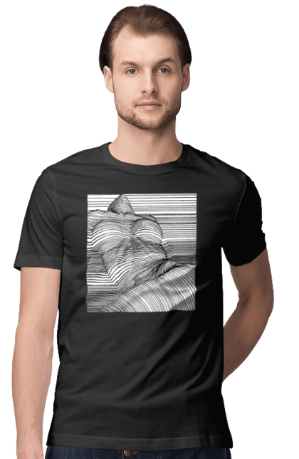 Футболка чоловіча з принтом "Дівчина В Смужку". Гола, сиськи. 2070702