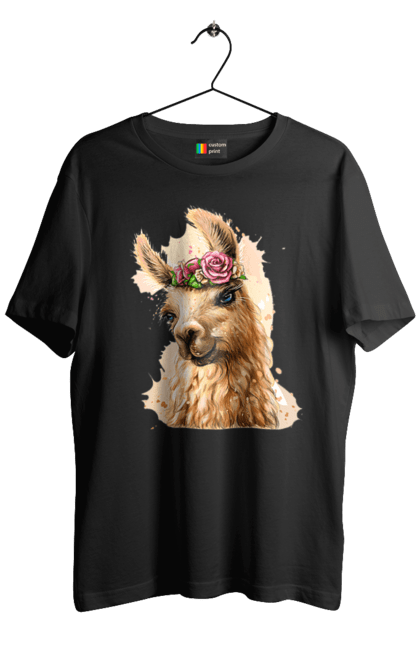 Футболка чоловіча з принтом "Лама Портрет". Лама, портрет, тварина. 2070702