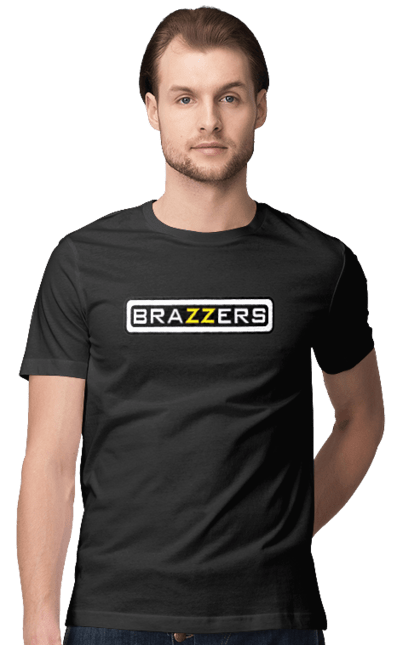 Футболка чоловіча з принтом "Brazzers". Brazzers, hub, porn, porn hub, pornhub, бразерс, браззерс, зсу, порно хаб, порнохаб. ART принт на футболках