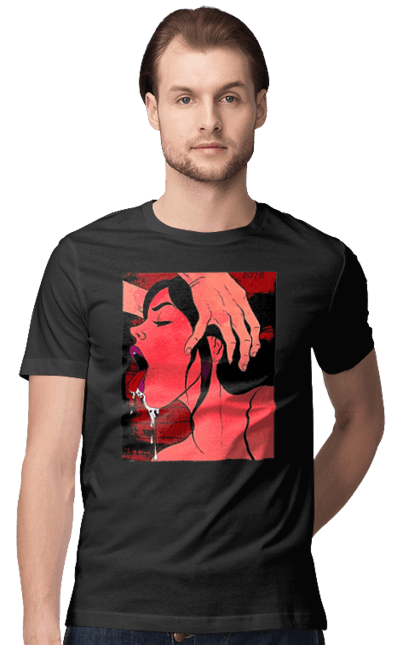 Футболка чоловіча з принтом "Дівчина Смокче Зі Слиною". Секс, смоктати. 2070702