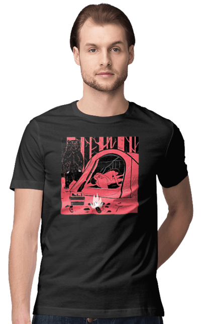 Футболка чоловіча з принтом "69 В Палатці". 69, ведмідь, ліс, палатка, секс. 2070702