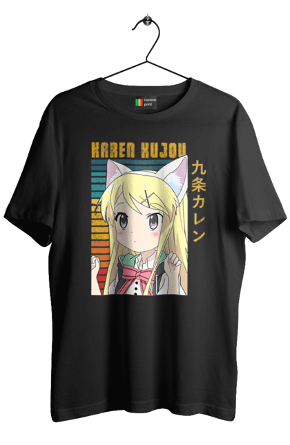 Men's t-shirt with prints Kiniro Mosaic Karen Kujo. Anime, gold mosaic, karen, karen kujo, kiniro mosaic, kinmoza, manga. 2070702