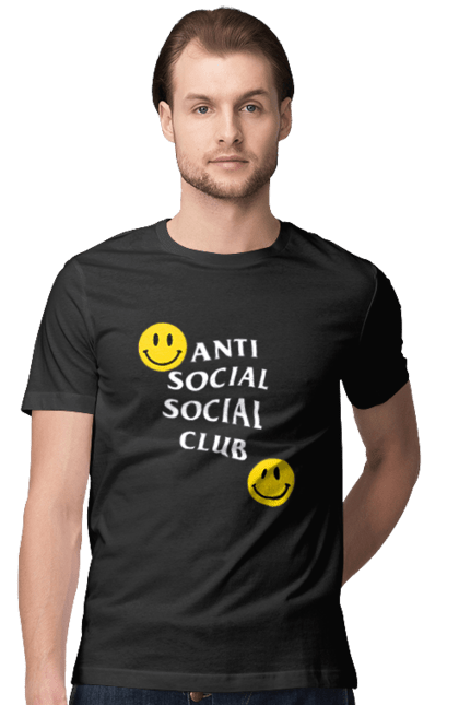 Футболка чоловіча з принтом "Anti Social Club". Anti social club, club, popular, ptetty, smile. futbolka.stylus.ua
