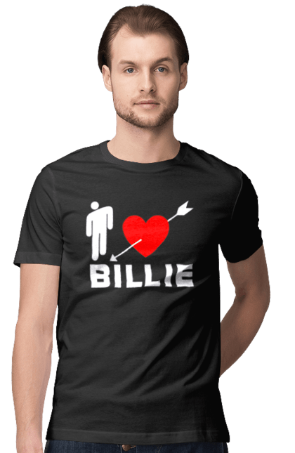 Футболка чоловіча з принтом "Біллі Айліш". Біллі айліш, логотип біллі айліш, принт біллі айліш, співачка біллі айліш. CustomPrint.market