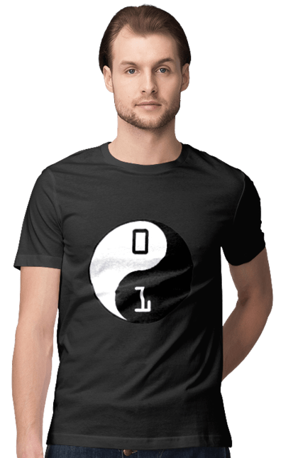Футболка чоловіча з принтом "Інь Янь". Angular, c, css, html, it, javascript, jquery, php, python, react, svelt, vue, айтишник, айті, гумор, код, кодувати, прогер, програміст, програмісти, ти ж, ти ж програміст, тиж програміст. 2070702