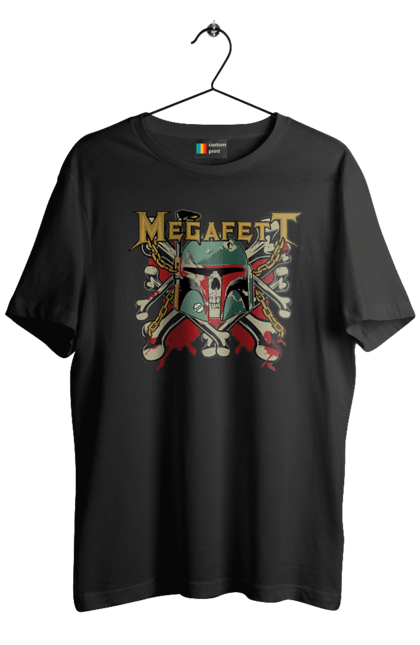 Футболка мужская с принтом Megafett. Boba fett, megadeth, megafett, боба фетт, звездные войны, клон, охотник за головами. 2070702