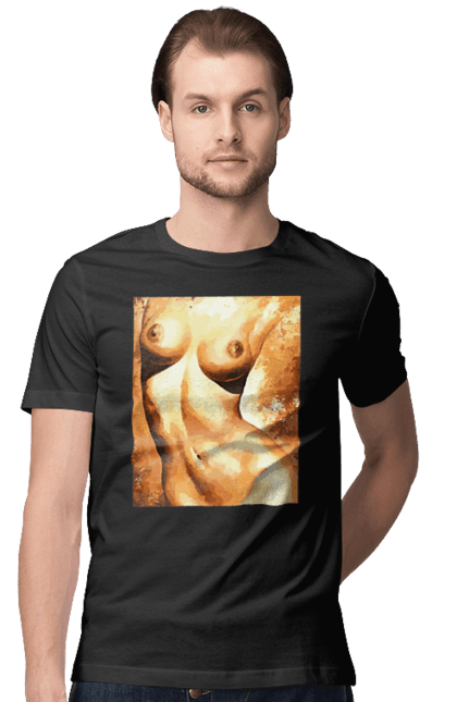 Футболка чоловіча з принтом "Краса тіла". Вигини жіночого тіла, грація тіла, груди, жіноче тіло, жіночі груди, краса тіла. 2070702