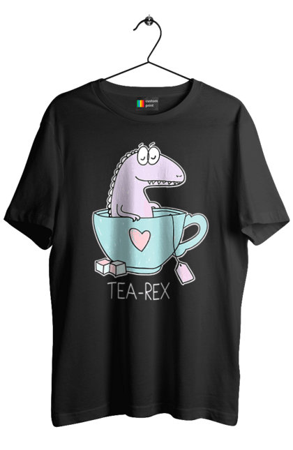 Футболка чоловіча з принтом "Динозавр прінмаем в чашці чай". Динозавр, релакс, чай, чашка. futbolka.stylus.ua