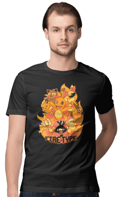 Men's t-shirt with prints Pokemon Charmander. Anime, charmander, games, nintendo, pokemon, pokemon go. 2070702