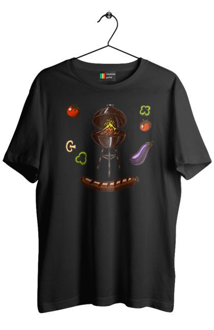 Футболка чоловіча з принтом "Барбекю Сосиска". Барбекю, гриль, смажити, сосиска. 2070702