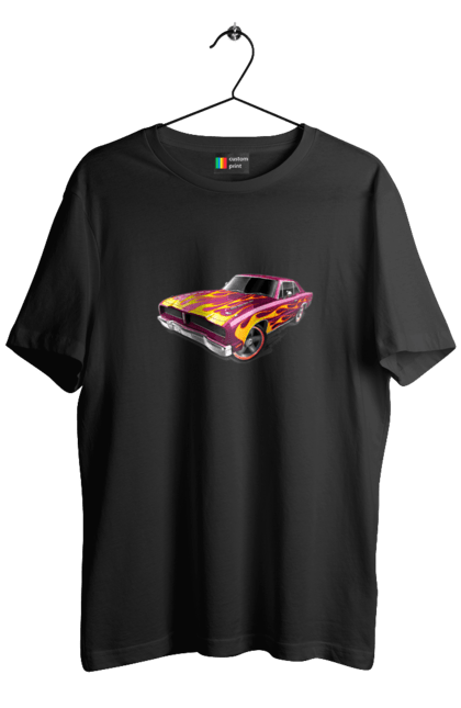 Футболка чоловіча з принтом "Кастом автомобіль". Авто, автомобіль, аерографія, вогонь, кастом, машина, полум я, тюнінг. 2070702