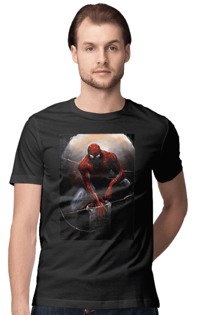 Футболка чоловіча з принтом "Людина павук". Marvel, герои, паук, тьма, человек паук. CustomPrint.market