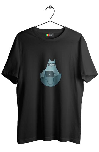 Футболка чоловіча з принтом "Кіт програміст". Angular, c, css, html, it, javascript, jquery, php, python, react, svelt, vue, айтишник, айті, гумор, код, кодувати, прогер, програміст, програмісти, ти ж, ти ж програміст, тиж програміст. 2070702