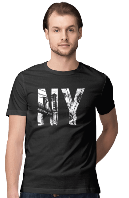 Футболка чоловіча з принтом "Нью Йорк". Бруклін, місто нью йорк, нью йорк. aslan