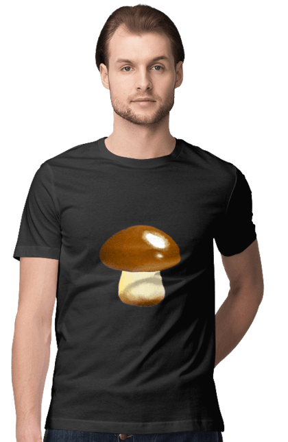 Футболка чоловіча з принтом "Гриб". Білий гриб, гриб, грибочок, ліс, природа. CustomPrint.market