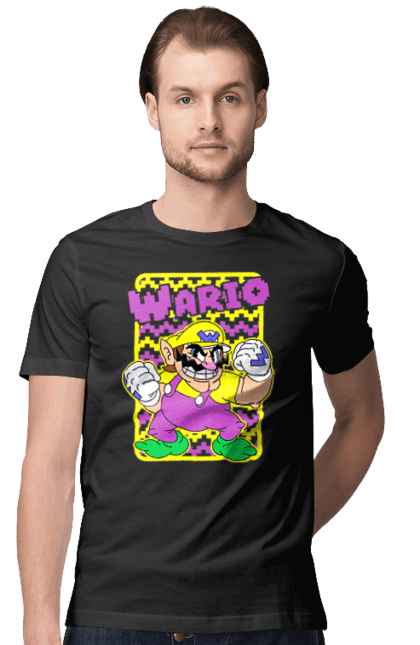 Men's t-shirt with prints The Super Mario Bros. Wario. Character, game, mario, mario bros, nintendo, super mario bros, wario. 2070702