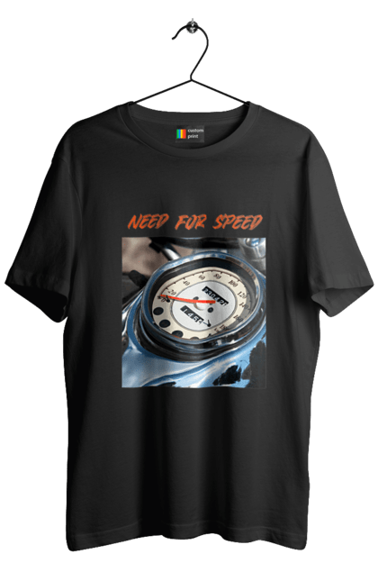 Футболка чоловіча з принтом "Мото 3". Байкер, дорогая, мотоцикл, ретро, скорость, спидометр, стиль жизни. 2070702