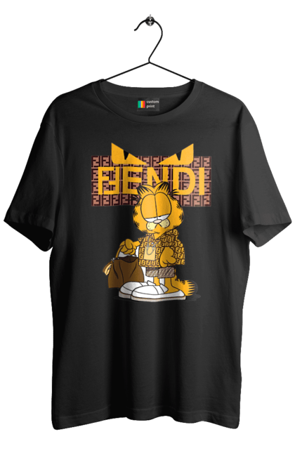 Футболка чоловіча з принтом "Fendi Гарфілд". Fendi, garfield, бренд, будинок моди, гарфілд, італія, люкс, мода, сумка, фенді. 2070702